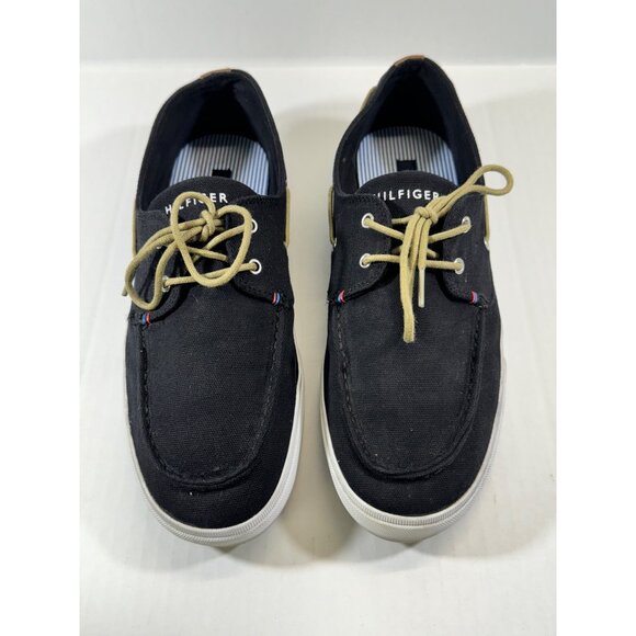 Tommy Hilfiger mens size 10.5 black Canvas Boat Shoes - Picture 10 of 16